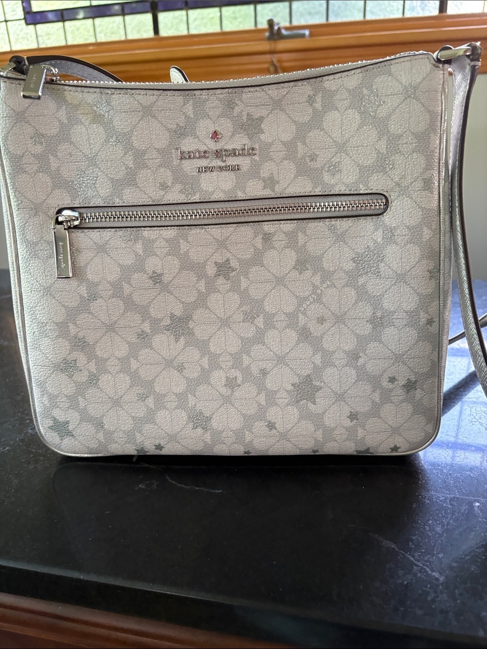 kate spade Silver Floral-Print Crossbody Bag